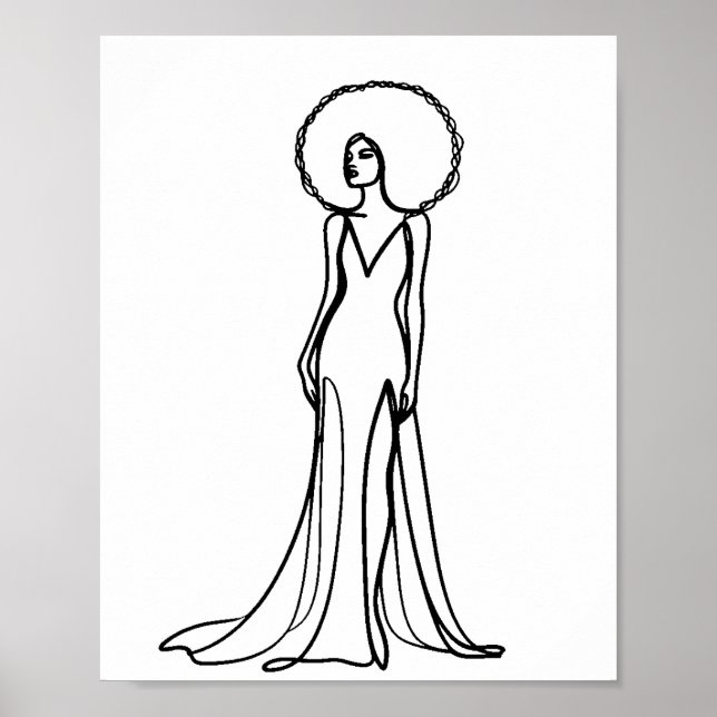Mode Art för kvinnlig linje Teckning minimalistisk Poster (Framsidan)