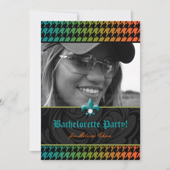 Mode Bachelorette Party Houndstooth-inbjudan Inbjudningar (Framsida)