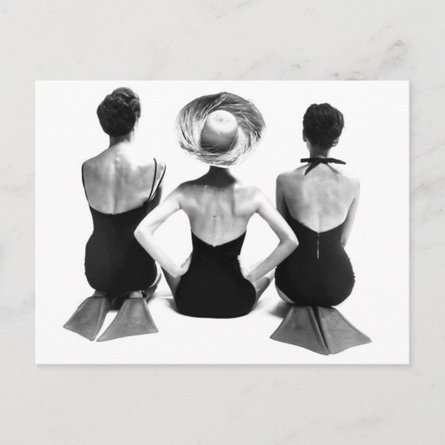 Mode badkläder 1950 vykort (Framsida)