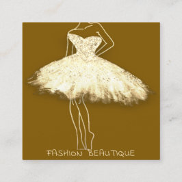 Mode Beautique Dress Guld Body Logotyp QR Code Fyrkantigt Visitkort