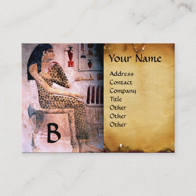 MODE & BEAUTY/ANTIQUE EGYPTEN MONOGRAM-parchment Visitkort (Framsida)