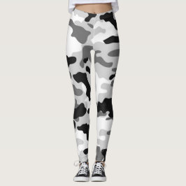 Mode Black White och Grått Army Leggings