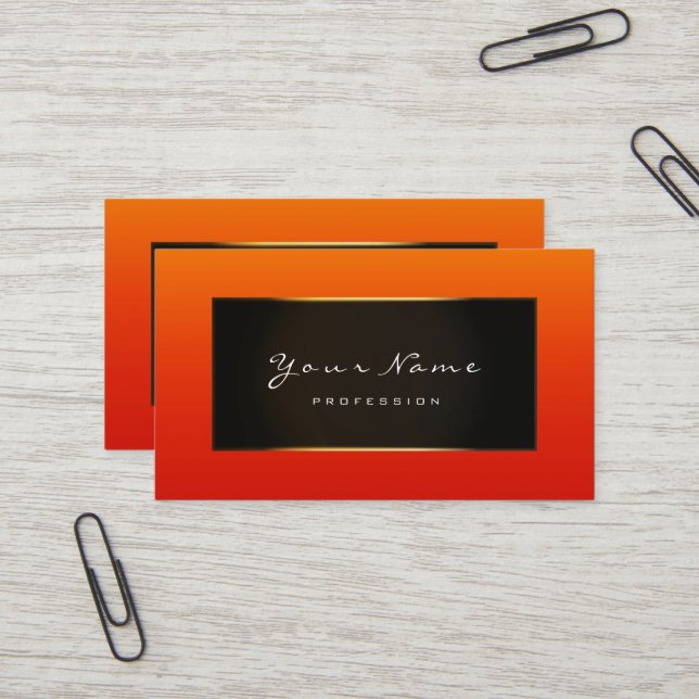 Mode Bloggare Framed Black Ram Guld Orange Red Visitkort (Fram/Back In Situ)