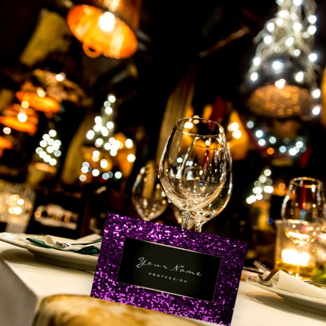 Mode Bloggare Framställt Ram Violet Lila Glitter Visitkort (Fashion Blogger Framed Frame Violet Purple Glitter Business Card)