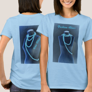 Mode Blues Blue Pärlor på Mannequin-Chicen T Shirt