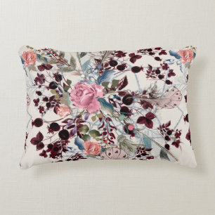 Mode bo-ho illustration med blommor från ro och p prydnadskudde