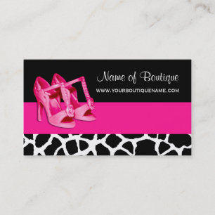 Mode Boutique Giraffe Print Girly Rosa Pumps Visitkort