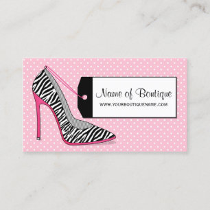 Mode Boutique Rosa och svart Zebra Stilettos Visitkort