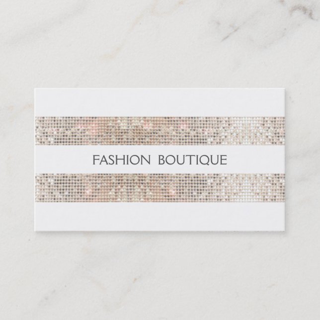 Mode Boutique Sparkly Silver Sequins Se vit ut Visitkort (Framsida)