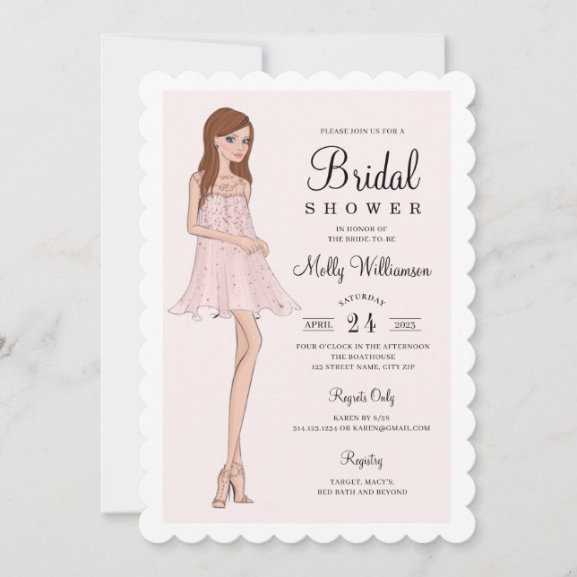 Mode Bride Inbjudningskort för möhippan (Framsida)