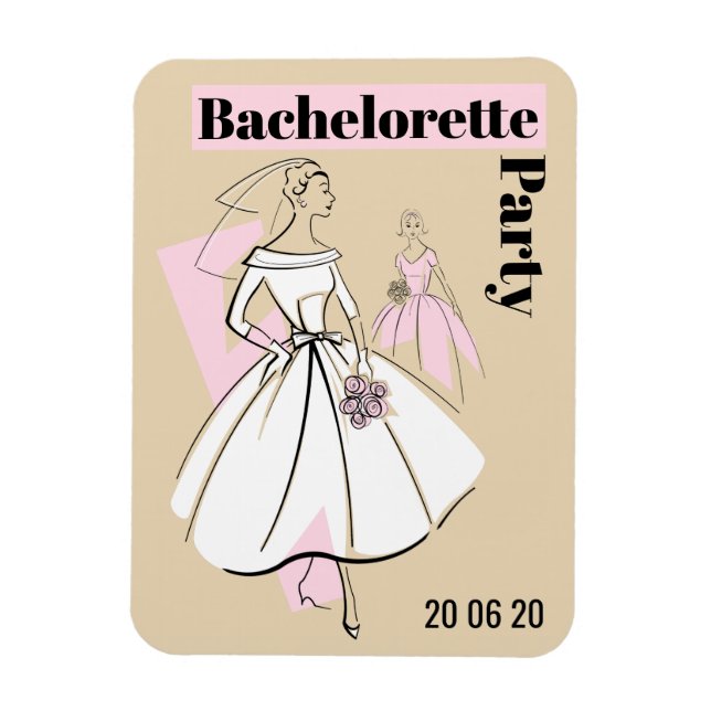 Mode Bride Neutralt Bachelorette Party Flexibel Magnet (Vertikal)