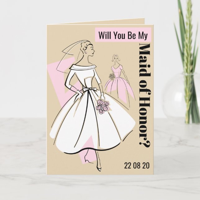 Mode Bride Neutralt blir min beige Maid of honor Inbjudan (Framsida)