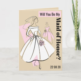 Mode Bride Neutralt blir min beige Maid of honor Inbjudan