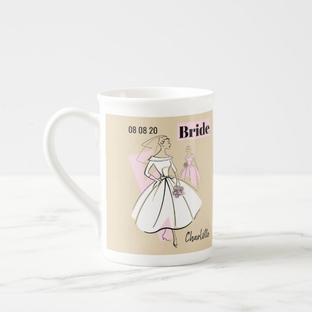 Mode Bride Neutralt Bride Namn mugg med ben china Benporslin Mugg (Vänster)