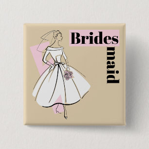 Mode Bride Neutralt Bridesmaid-knapp fyrkant Knapp