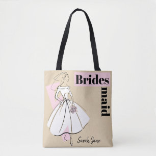 Mode Bride Neutralt Bridesmaid Namn tote Tygkasse
