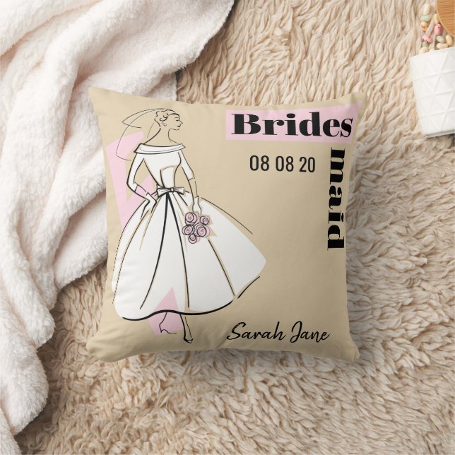 Mode Bride Neutralt Bridesmaid rosa tillbaka Kudde (Filt)