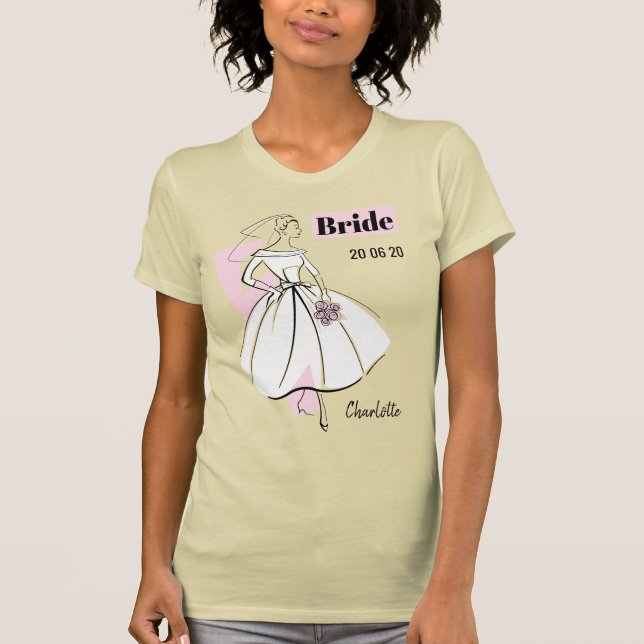 Mode Bride Neutralt Group Bride Namn Datum T Shirt (Framsida)
