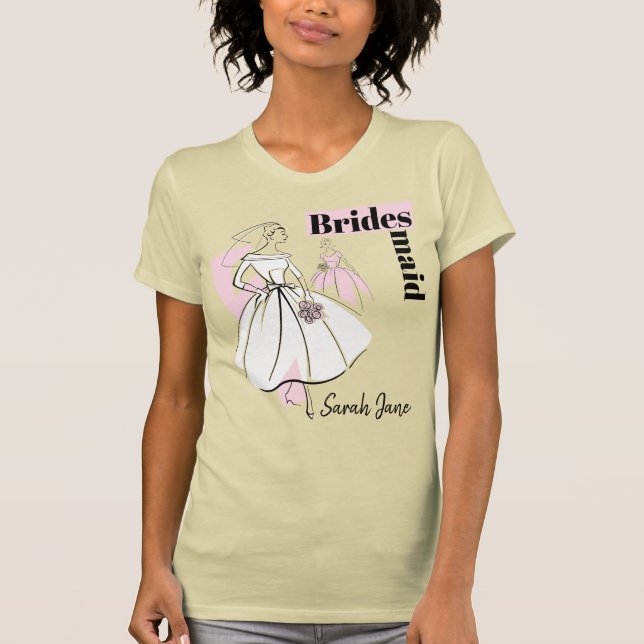 Mode Bride Neutralt Group Bridesmaid Namn T Shirt (Framsida)