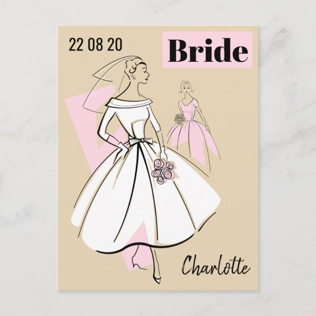 Mode Bride Neutralt Group Date Namn beige Vykort (Framsida)