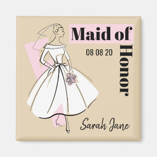 Mode Bride Neutralt Maid of honor Datum Namn Magnet