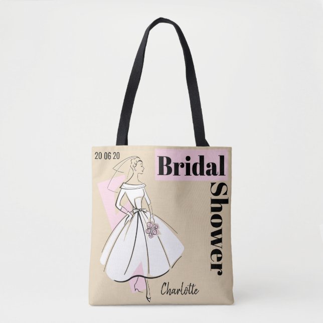 Mode Bride Neutralt Möhippa Datum Namn i till Tygkasse (Framsida)