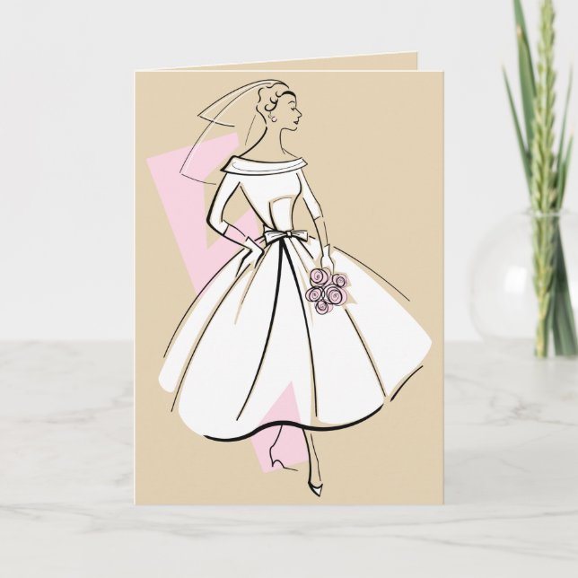 Mode Bride Neutralt Text beige hälsning-kort Kort (Framsida)
