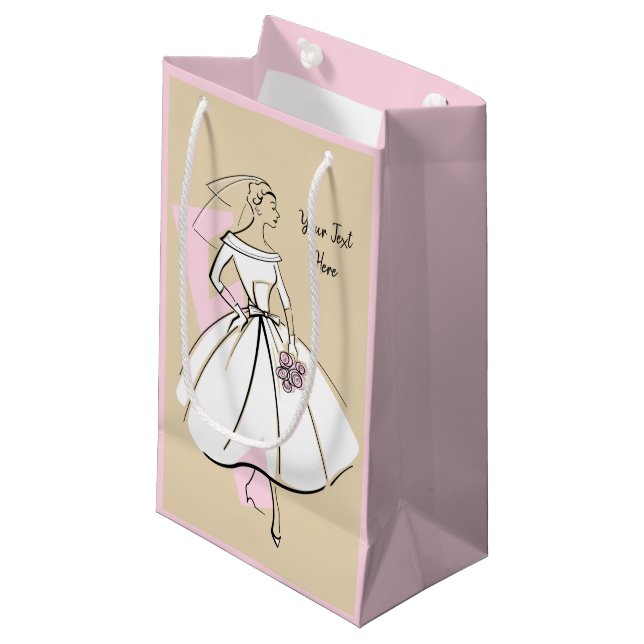 Mode Bride Neutralt Textpresentsäck liten rosa (Framsidan Vinklad)