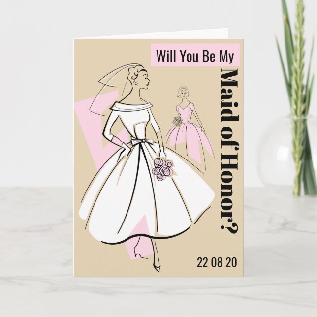 Mode Bride-Neutralten blir mitt Maid of honor-kort Inbjudan (Framsida)