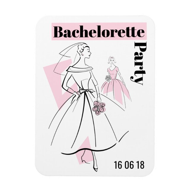 Mode Bride Rosa Bachelorette Party Flexibel Magnet (Vertikal)