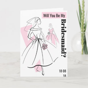 Mode Bride Rosa blir min Bridesmaid-text Inbjudan