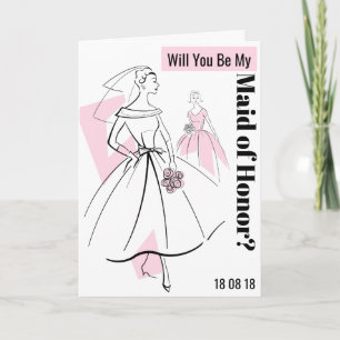 Mode Bride Rosa blir mitt Maid of honor-textkort Inbjudan