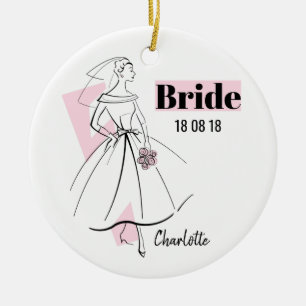 Mode Bride Rosa Bride Date Namn ornament