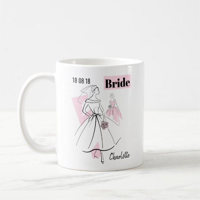 Mode Bride Rosa Bride Group Datum Namn 2 sidor Kaffemugg (Vänster)