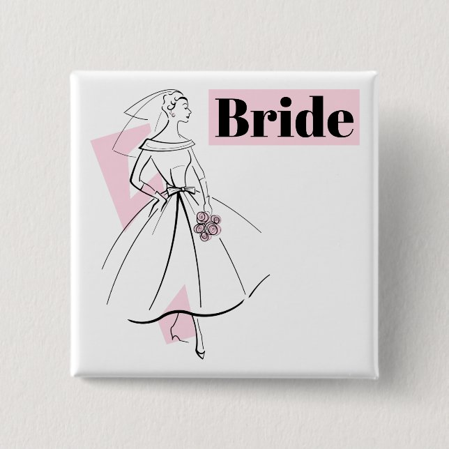 Mode Bride Rosa Bride-knapp fyrkant Knapp (Framsida)