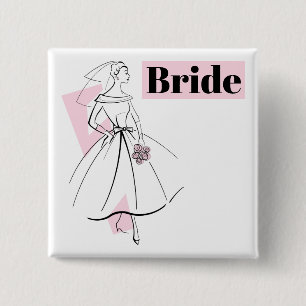 Mode Bride Rosa Bride-knapp fyrkant Knapp