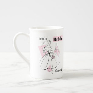 Mode Bride Rosa Bride Namn mugg med ben china Benporslin Mugg