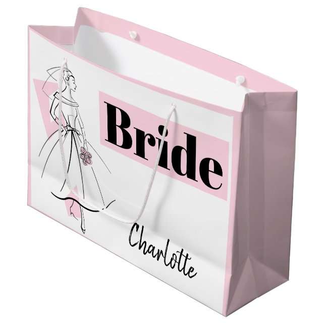 Mode Bride Rosa Bride Namn-presentsäck, stor rosa (Framsidan Vinklad)