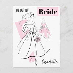 Mode Bride Rosa Group Date Namn vykort