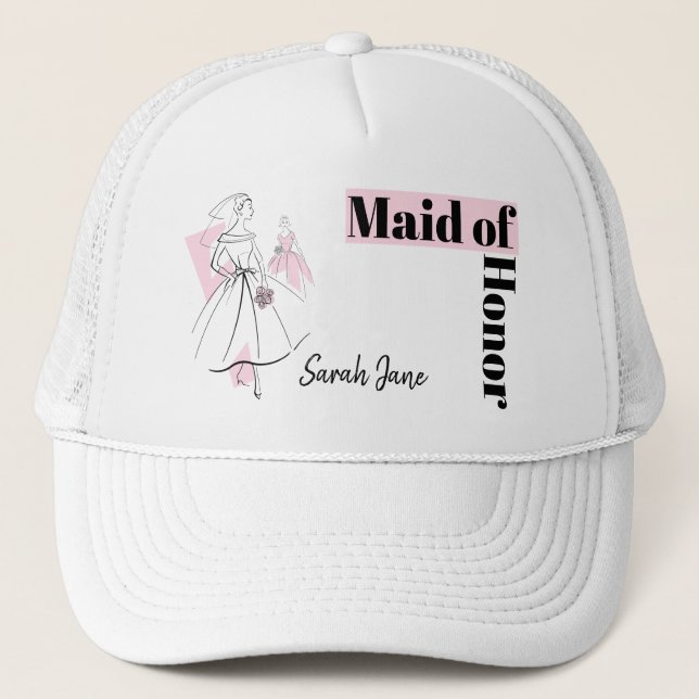 Mode Bride Rosa Group Maid of honor hat Keps (Framsida)