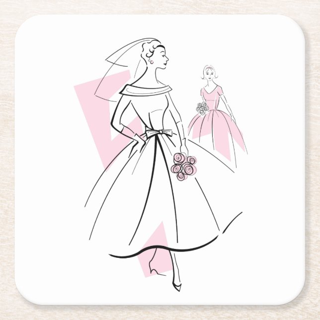 Mode Bride Rosa Group underlägg Papper Kvadrat (Framsidan)