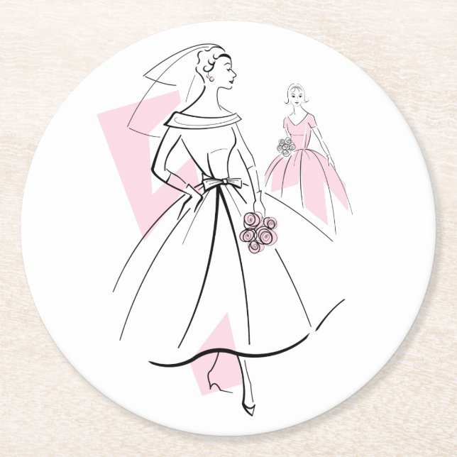 Mode Bride Rosa Group underlägg runt Papper Rund (Framsidan)