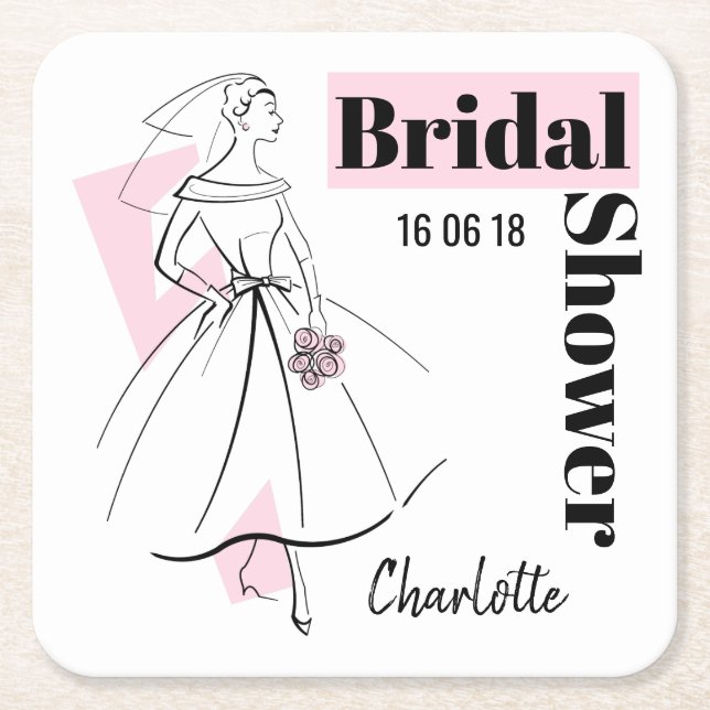 Mode Bride Rosa Möhippa underlägg Papper Kvadrat (Framsidan)