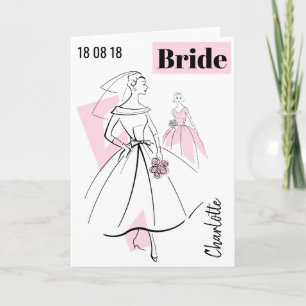 Mode Bride Rosa Namn Datumkort hälsning Kort