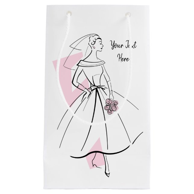 Mode Bride Rosa Text-presentsäck liten liten påse (Framsidan)