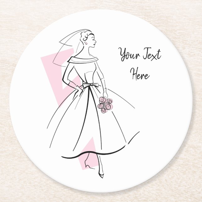 Mode Bride Rosa Text underlägg runt Papper Rund (Framsidan)