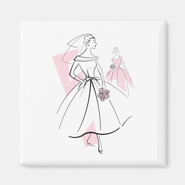 Mode Brud Rosa Grupp magnet fyrkantig (Framsidan)