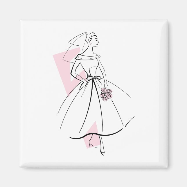 Mode Brud Rosa magnet kvadrat (Framsidan)