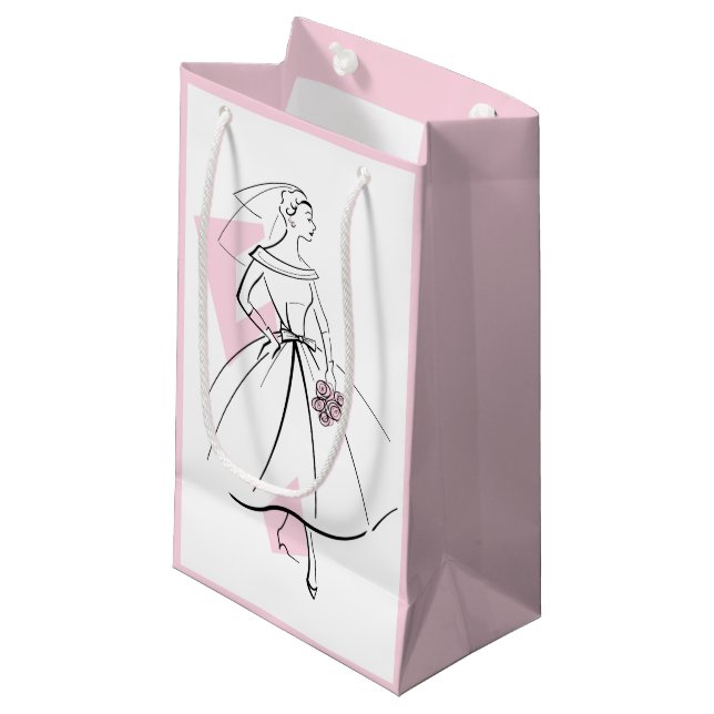 Mode Brud Rosa presentpåse liten rosa (Framsidan Vinklad)