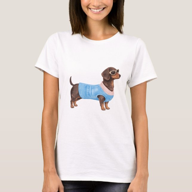 Mode Dachshund Hund T-Shirt Design (Framsida)